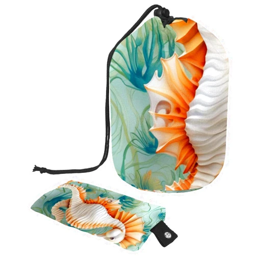 Generic 2 Pcs Cosmetic Bag bucket Travel Makeup Bags Large Capacity Soft Waterproof Portable Drawstring Cosmetic Bag, Art Seahorse Seaweed