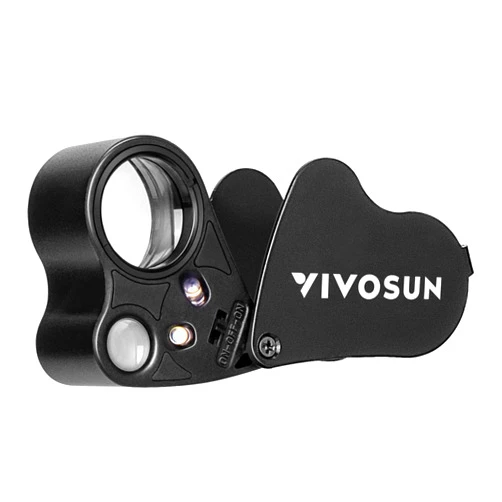 VIVOSUN 30X 60X Illuminated Jewelers Loupe Foldable Magnifier with LED Light for Jewelry Gems Watches Coins Stamps Antiques Black