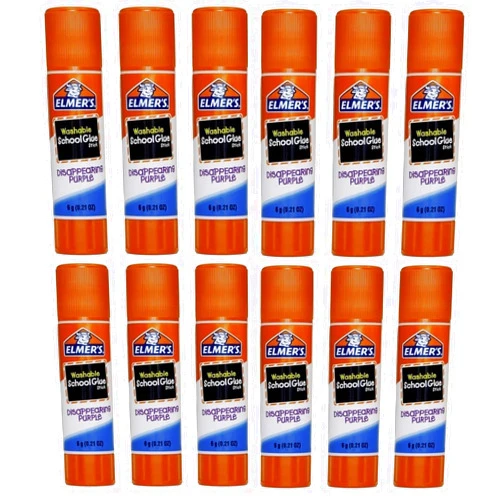 Sandhill Tools Elmers Washable Disappearing School Glue Sticks, 0.21 Purple Glue Stick (Pack of 12)