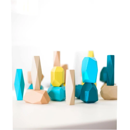 Everett & Avery Co. Premium XL Wooden Blocks - 24 Pack of Montessori Stacking Toys - Wooden Blocks for Toddlers 3-5 - Toddler Stacking Toys - Montessori Toys for 3+ Year Old - Wooden Stacking Stones