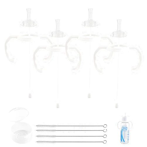 XUNICUTE Straw Cup Conversion Kit for Dr Browns Narrow and Narrow Glass Baby Bottles, Spill-Proof Transition Kit with Silicone Straw Nipple, Weighted Straw, Handle, 4 Pack, 6m+