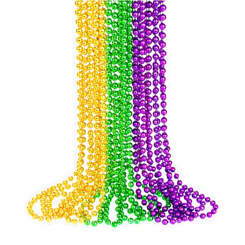 ZZYFGH 12PCS Mardi Gras Beads, Gold Green Purple Mardi Gras Metallic Beads Costumes Necklaces Bulk, 33