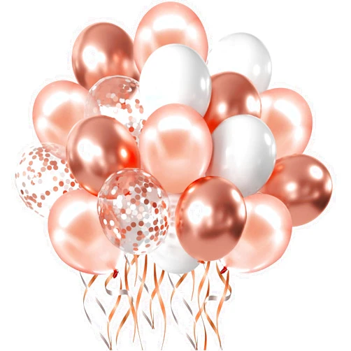 Zesliwy Rose Gold 51 Piece Set Confetti Balloons with 33 Feet Ribbon for Birthday Party Wedding Graduation Bridal Shower Decorations
