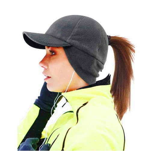 Gisdanchz Women's Stretchy Fleece Ponytail Hat with Earflap - Vertical Ponytail Hole Winter Hat for Any Hair