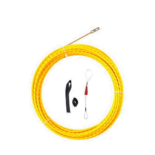 Olamochi 5.3mm Fish Tape Wire Puller, Wire Fishing Tool For Walls, Wire Pulling Tool With Cable Fastener, Yellow (43 Feet)
