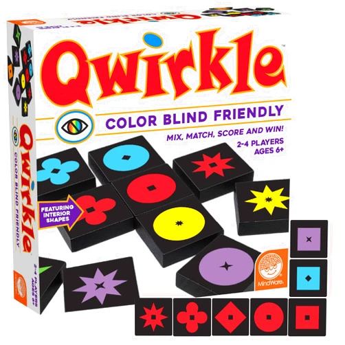 MindWare Qwirkle Color Blind Friendly Family Game Game for Kids and Adults - Fun Family Game Night Game for Concentration and Visual-Thinking Skills - Ages 6+