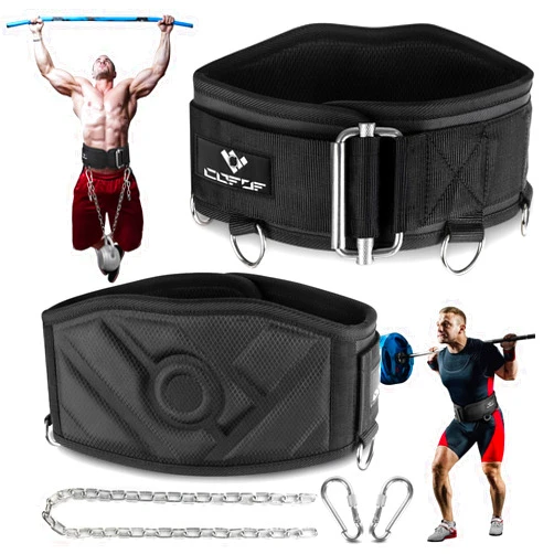COFOF 3-in-1 Weighted Pull Up Belt for Men, Weight Lifting Dip Belt with 40.6 IN Chain & Self Locking, Weighted Gym Belt for Pull Up, Squat, Powerlifting & Deadlift, Capacity Up to 350 LBS