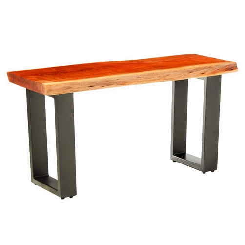 Alaterre Furniture Alpine Live Edge Solid Acacia Wood 36-Inch Bench Accent, Entryway Hall Decor with Black Metal Legs - Entry Organizer with Floor Protectors, Unique, and Durable