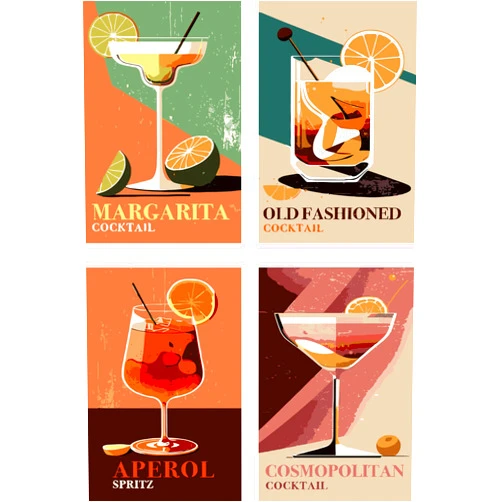 Peeua 4 Pack Paint by Numbers Kits for Adults Beginners, Cocktail Adult Paint by Number Kit on Canvas, Vintage Retro Cocktail DIY Acrylic Oil Painting for Gift Home Decor (8x12 inch)