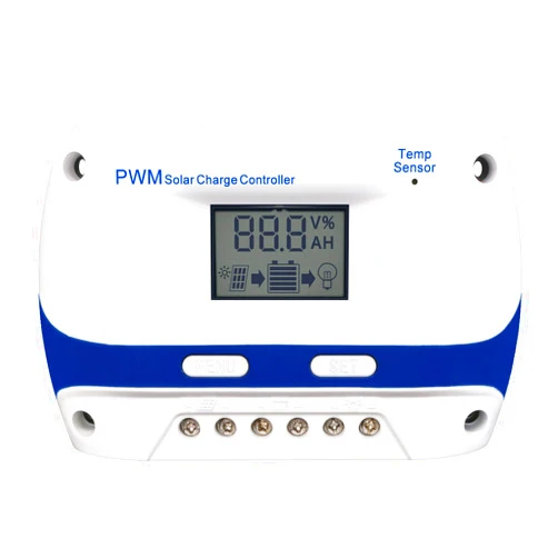 Gdcreestar White 20A PWM Portal Solar Charge Controller 12V/24V Solar Panel Battery Intelligent Regulator with USB Port Backlit LCD Screen Temperature Sensor