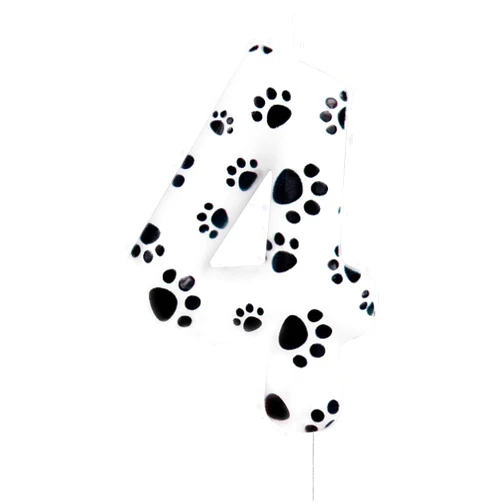 ININGER Number 4 Black White Dog Paw Birthday Candles Black Dog Paw Print Themed Birthday Candles 4th Birthday Cake Candles for Boy Girl Dog Birthday Decoration Black Dog Party Decorations Supplies