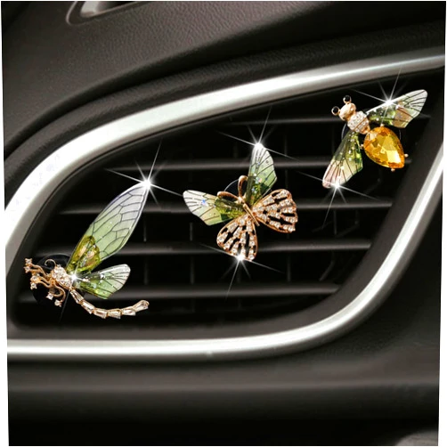 Nadiho Car Air Vent Clip, 3 Pcs Bee Butterfly Dragonfly Car Air Fresheners Vent Clips Car Aromatherapy Diffuser Vent Clip Car Decoration Interior Decor Car Accessories for Women (Green)