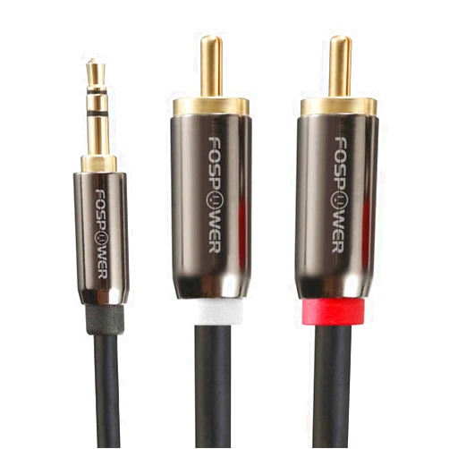 FosPower 3.5mm to RCA Cable (25FT), RCA Audio Cable 24K Gold Plated Male to Male Stereo Aux Cord [Left/Right] Y Splitter Adapter Step Down Design