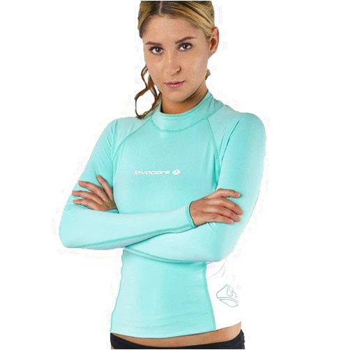 Lavacore LAVASKIN Women's Scuba Diving Long Sleeve Shirt Rash Guard (Green/White, Medium (UK-12 / US-8))