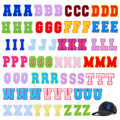 Ujuuu 78PCS Iron on Letter Patches A-Z Chenille Patches Embroidered Alphabet Applique Sew on Letter Patches with Ironed Adhesive Letter Punctuation Accent for Decorate Repair Hats Shirts Jeans Bags (78PCS)
