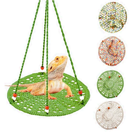 WEVONIGU Reptile Hammock Swing Bearded Dragon Guinea Pig Rest Bed Habitats Supplies Climbing Terrarium for Lizard Leopard Gecko Parrots Parakeet Cockatiel Rats Snake Hamster Squirrel Chameleon Small Birds