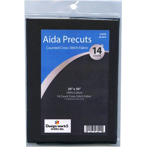 Design Works Crafts 14 Pre-Cut for Counted Cross Stitch-Black Aida Fabric