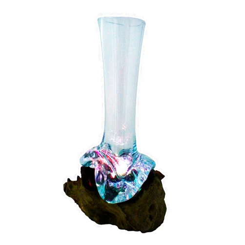 Cohasset Gifts Cohasset Molten Glass & Wood Luminary Skinny, Approximately 10