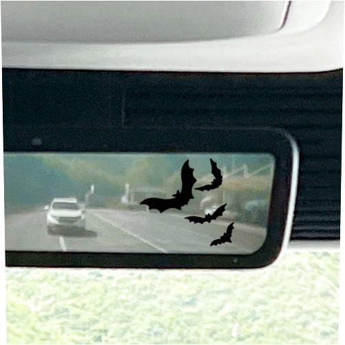 BDZMC Halloween Bats Car Mirror Decal, Spooky Rearview Mirror Decal, Cute Vinyl Sticker, Car Window Decoration Decal for Car, Truck, Bumper, Laptop, Vanity Mirror, Wall, Tumbler (Black)