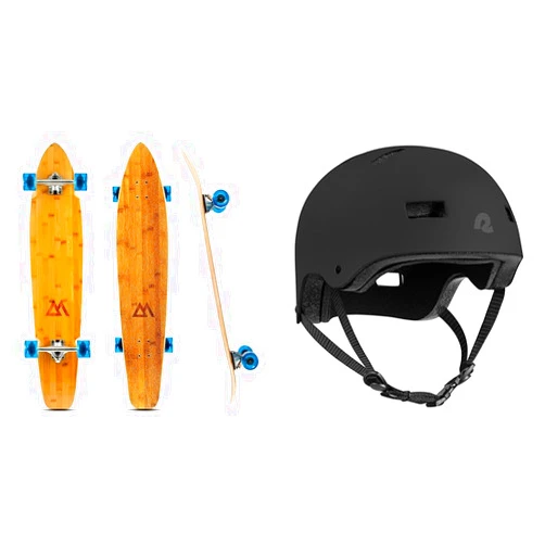 Magneto 44 inch Kicktail Cruiser Longboard Skateboard & Retrospec Dakota Bicycle/Skateboard Helmet for Adults