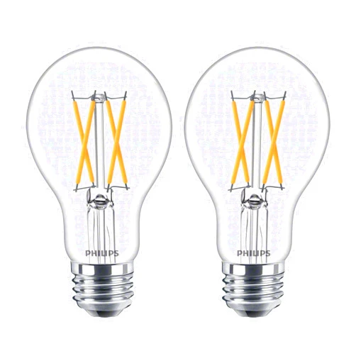 Philips LED Clear Dimmable A19 Light Bulb - Pack of 2 - EyeComfort Flicker Free - 8.8W=60W - 800 Lumen - Daylight (5000K) - E26 Base - Indoor - Title 20