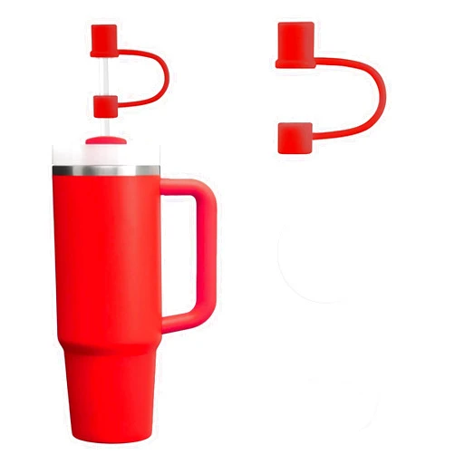 MOLOSLEEVE 21 Colors Straw Toppers Include A Set of Leak-proof Plugs, for Stanley Straw Covers Cap for Stanley Cup 2.0 30oz, 40oz, Silicone, Dust-Proof（Deep Red）