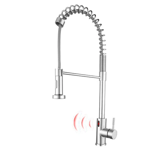 Gangang Touchless Kitchen Faucet Motion Sensor Kitchen Faucets with Pull Down Sprayer Single Handle Kitchen Sink Faucet in Brush Finishing