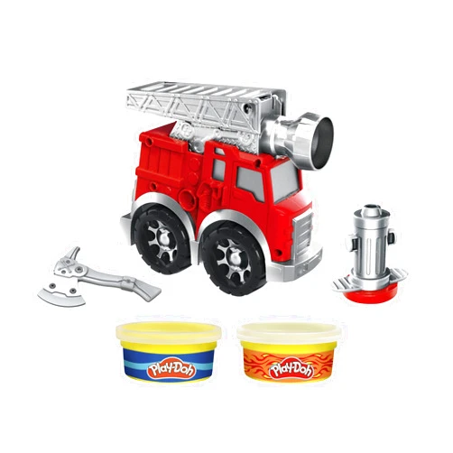 Play-Doh Wheels Fire Engine Playset with 2 Non-Toxic Modeling Compound Cans Including Water and Fire Colors, Firetruck Toy for Kids 3 and Up