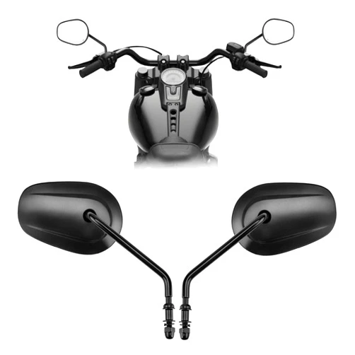 KEMIMOTO Motorcycle Mirrors M8 Rear View Side Mirrors 360 Degree Adjustment Mirror Black Long Stem Handlebar Mirrors Compatible with Sportster Touring Dyna Softail