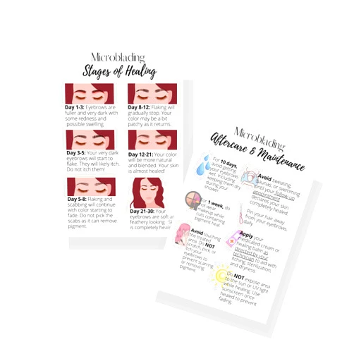 Boutique Marketing LLC Eyebrow Microblading Healing & Aftercare Instructions Postcards | Package of 30 | Double Sided Size 4 x 6