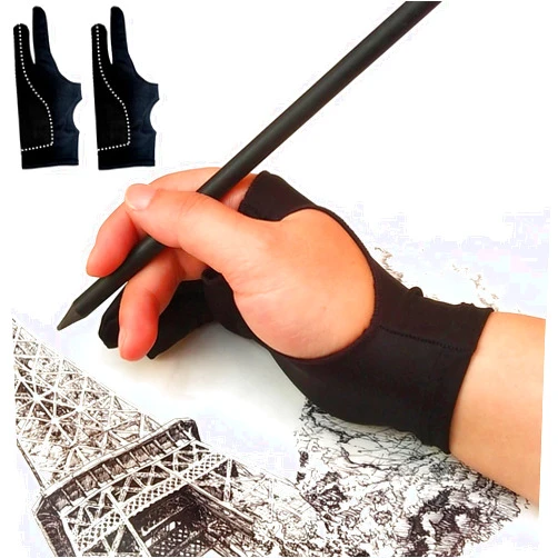 Holyzuel Drawing Glove, Digital Art Glove for Graphic Tablet, Artist Gloves with Two Fingers for iPad