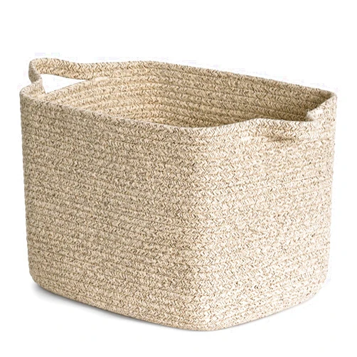 INDRESSME Woven Basket for Blankets, Shelf Basket for Towels, Books, Toy Basket for Baby, Rectangle Storage Basket for Nursery, Brown, 13 x 9.8 x 8.9 inches