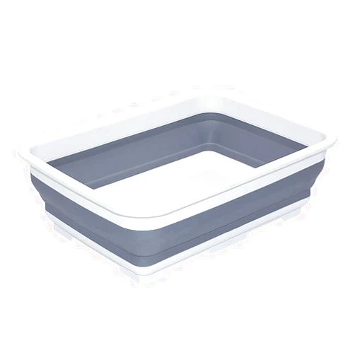 Goderewild 2.6 Gal(10L) Collapsible Dish Pans for Washing Dishes, Space Saving Multiuse Foldable Sink Tub, Kitchen Storage Tray for Outdoor Camping, Vegetable Washing, RV (Gray)