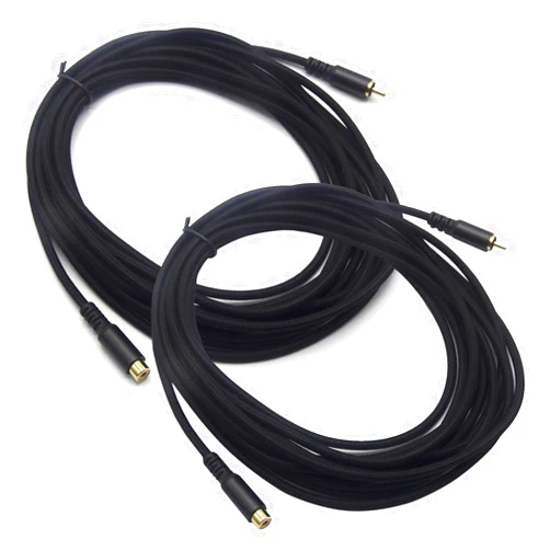 REXUS RCA Extension Audio Cable Male to Famale, RCA Stereo Audio Cable Hi-Fi Sound Gold Plated Copper Shell Nylon-Braided(20 Feet / 2 Pack)