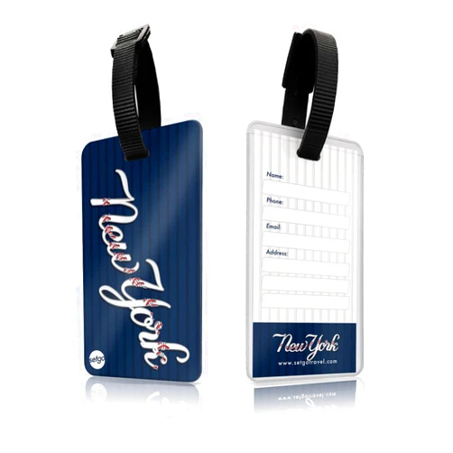 SetGo New York Baseball Luggage Tags (Set of 2), Plastic MLB Tags for Travel Gifts, ID Labels for School & Sports Bags
