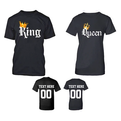 CRAZYDAISYWORLD King Queen Couple Hoodie T-Shirt Sweatshirt Tank Top Custom Name Color Pattern Design Set