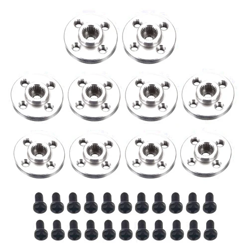 Seamuing 10Pcs Servo Horn Metal Aluminum 25T Silvery Servo Disc for Robot Mechanical Claw Rc Car Helicopter Mg945 Mg995 Mg996