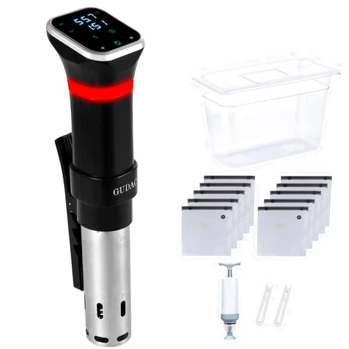 GUDAC Sous Vide Precision Cooker, 1100 Watts, Sous Vide Machine Kit, Immersion Circulator, With 6L Water Container and 10pcs Sous Vide Bags