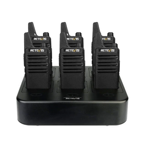 Retevis RT22 Walkie Talkies Rechargeable Hands Free 2 Way Radios Two-Way Radio(6 Pack) with 6 Way Multi Gang Charger