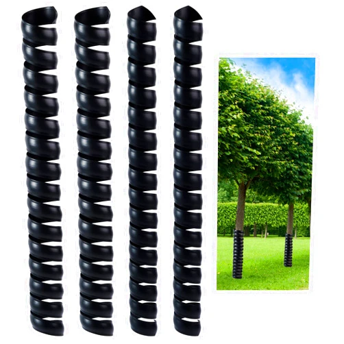 Ecmln 4 PCS Tree Trunk Protector,2 Size Plastic Spiral Tree Guard,Tree Wrap Tree Bark Protector Tube for Saplings Plants Seedlings Deer Rabbit Cats Rodents (Black)