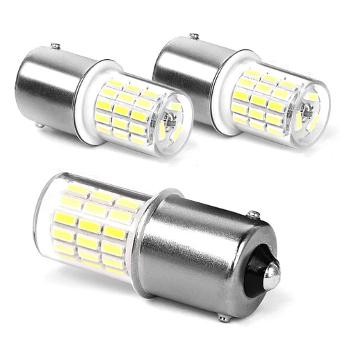 Bsxywa 1156 Ba15s 12V 24V 3w LED Light Bulb 6000K Daylight White, 1141 S8 Bayonet Bulb Socket Single Contact, for Landscape, RV, Boat Mower Lawn Tractors, Reversing lights. Pack of 2
