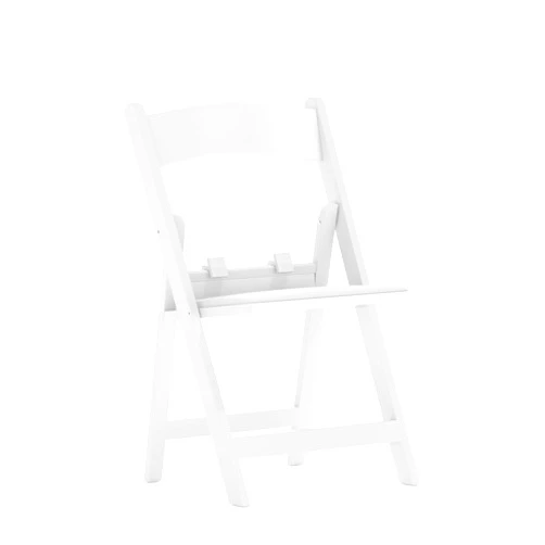 Flash Furniture HERCULES Kids White Resin Folding Chair with White Vinyl Padded Seat