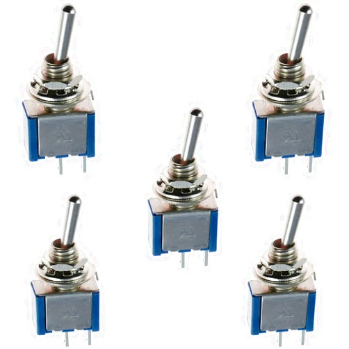 ESUPPORT On/Off Mini Miniature Toggle Switch Car Dash Dashboard SPST 2Pin Blue Pack of 5