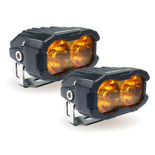 Handster 3inch Yellow Off Road Pod Light 2PCS Motorcycle Auxiliary Fog Driving Lights with Backlight IP68 Waterproof LED Work Lamp for Truck ATV UTV Tractor Marine and Heavy Duty