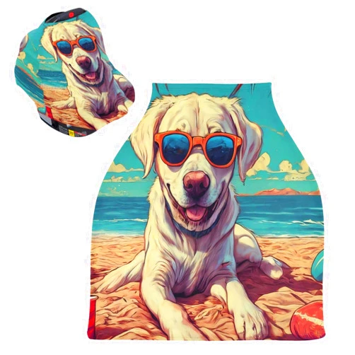 Kigai Cute Dogs Baby Car Seat Covers for Newborn Breathable Nursing Cover for Breastfeeding Moms Baby Stroller/Shopping Cart/Stretchy Carseat Canopies for Boy & Girl
