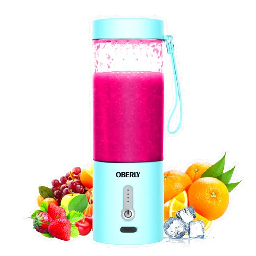 OBERLY Portable Blender for Shakes and Smoothies, OBERLY 18oz Cordless Personal Travel Small Blender for Protein with USB Rechargeable Battery, Stainless Steel Blades, Mini Travel Bottle, On the Go