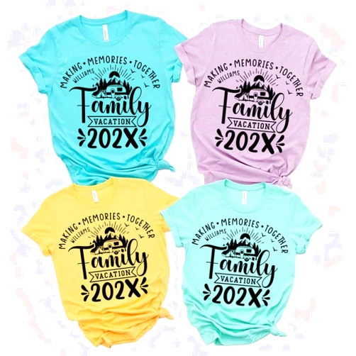 DT POD Making Memories Together Family Vacation T-Shirt, Custom Family Name Camping Summer Vacation Shirt