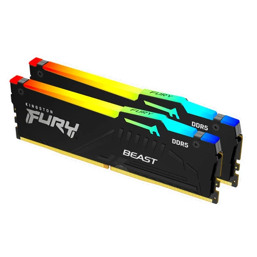 Kingston FURY Beast RGB 32GB (2x16GB) 5200MT/s DDR5 CL36 Desktop Memory Kit of 2 | Infrared Sync Technology | AMD Expo | Plug N Play | KF552C36BBEAK2-32