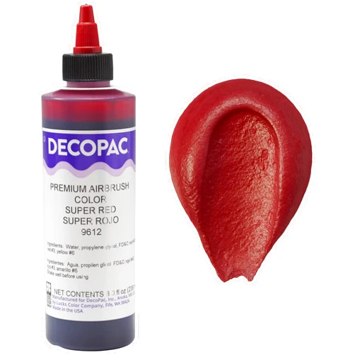 DecoPac Super Red Food Coloring, 8 Fl Oz Airbrush Food Color, Edible Airbrush For Cake Decorating, Cookie Airbrush Coloring, Food Airbrush Kit Add-on, Airbrushes For Cake Decorating 8Fl Oz