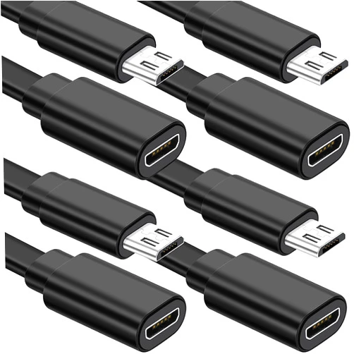 Sumind 4 Pack 10 ft/ 3 Meter Micro USB Extension Cable Male to Female Extender Cord Compatible with Wireless Security Camera Flat Power Cable, Cable Clips Included (Black)